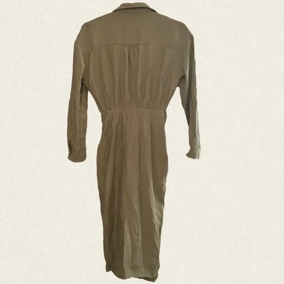 Anthropologie Long Sleeve V-Neck Knot Front Midi Dress - Picture 6 of 15